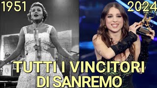 TUTTI I VINCITORI DEL FESTIVAL DI SANREMO DAL 1951 AL 2022  Maneskin Marco Mengoni e Due Vite [upl. by Geirk323]