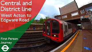 London Underground First Person Journey  West Acton to Edgware Road via Notting Hill Gate [upl. by Cawley]