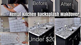 DIY Rental Kitchen MAKEOVER Removable BacksplashAffordable Kitchen TransformationRenter Friendly [upl. by Anuahc397]