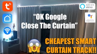 Cheapest WiFi Smart Curtain Track works with Alexa and Google Home Unboxing and Setup [upl. by Akkim409]