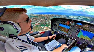 Diamond DA40 Approach amp Landing at Larnaca VFR  Cockpit View GoPro 7 amp ATC [upl. by Nylatsirk]