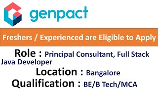 Genpact Hiring Principal Consultant Full Stack Java Developer  Freshers  Experienced are Eligible [upl. by Levy888]