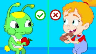 Groovy the Martian  Lunchbox challenge at school Learn to eat healthy fruits and veggies [upl. by Lodmilla]