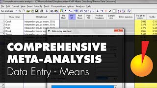 Basic Data Entry  Means  Comprehensive MetaAnalysis [upl. by Novaj]