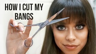 How I Cut My Bangs  Wispy  Straight Across [upl. by Crystie868]