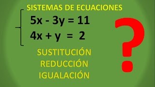 SISTEMAS DE ECUACIONES  LOS 3 MÉTODOS EXPLICADOS [upl. by Arabelle675]