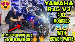 Most Modified YAMAHA R15 V3 With POWER PARTS in India 😲  Bike Modification  Karol Bagh  PGX [upl. by Tera]