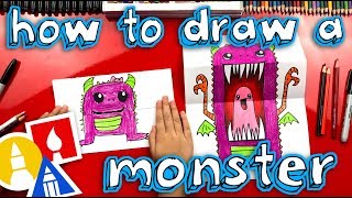 How To Draw A Scary Cute Monster Folding Surprise [upl. by Adlesirg939]