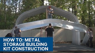 How to Metal Storage Building Kit Construction [upl. by Tebor]