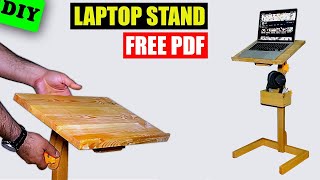 DIY Standing Laptop Table  Adjustable Footed Wooden  Notebook Stand 4K [upl. by Huntington]