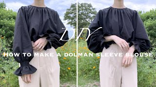 ドルマンスリーブブラウスの作り方【型紙付き】How to make a dolman sleeve blouse [upl. by Aitnohs600]