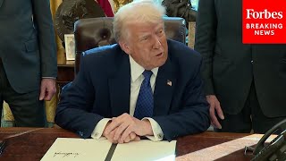 NEW Trump Signs Multiple Executive Orders While Taking Questions From Reporters [upl. by Okime292]