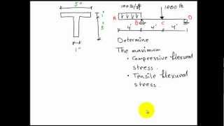 Finding Compressive and Tensile Flexural Stresses for a TBeam [upl. by Uzzial]