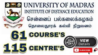 Madras University Distance Education Courses and Study Centre Details [upl. by Stephannie]