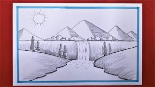 How To Draw a Scenery  Easy Drawing For Beginners  Pencil Art [upl. by Granville]