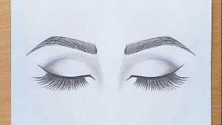 How to draw Closed Eyes for beginners step by step [upl. by Adnanref350]