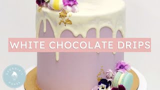 How To Create White Drips On A Cake  Georgias Cakes [upl. by Steiner]