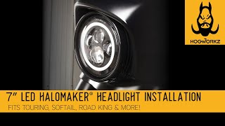 Harley 7quot LED Headlight Install from HOGWORKZ®Fits Touring Softail amp more [upl. by Ander]