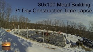 80x100 Metal Building 31 Day Construction Time Lapse [upl. by Einnol]