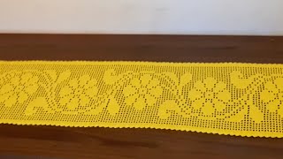 Caminho ou Trilho de Mesa Primavera em Crochê Filé Parte 14 crochefile [upl. by Irvin]