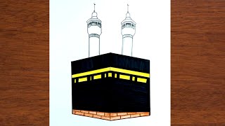 How to Draw easy Kaaba Drawing  Kaaba Drawing Tutorial  Easy Kaaba Pencil Drawing  iqra Drawing [upl. by Ronni]