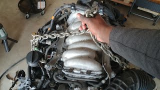 How to lift an engine securely Custom hoist brackets Nissan Infiniti V8 engine [upl. by Fons537]