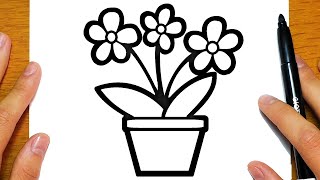 HOW TO DRAW A FLOWER POT 💐  Easy drawings [upl. by Duffy]