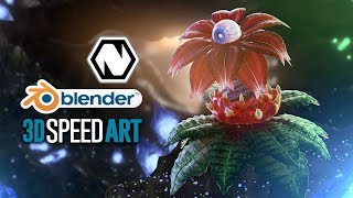 Blender  Natron  Evolved Flower  3D Animation Speed Art [upl. by Holihs]