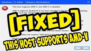 VMware error while powering on this host supports amd v but amd v is disabled [upl. by Ayortal218]