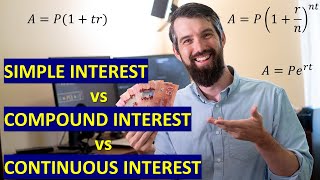 INTEREST Simple Interest vs Compound Interest vs Continuous Interest [upl. by Dannie155]