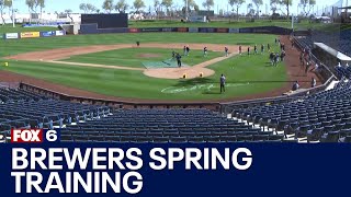 Brewers spring training day 1 highlights younger players  FOX6 News Milwaukee [upl. by Ahsitniuq]