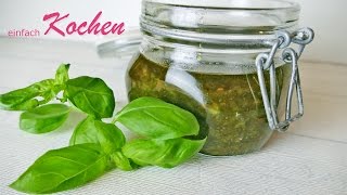 Frisches Basilikum Pesto Rezept  einfachKochen vegan [upl. by Reffineg]