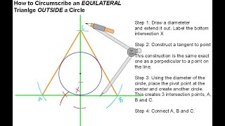 Constructing EQUILATERAL Triangle OUTSIDE Circle [upl. by Ecad]