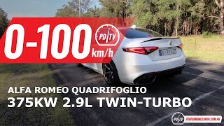 2021 Alfa Romeo Giulia Quadrifoglio 0100kmh amp engine sound [upl. by Siberson]