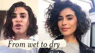 How to Style Short Curly Hair  WET TO DRY Tutorial [upl. by Gazzo]