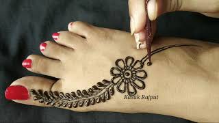 Most beautiful feet mehndi design for beginners  Easy leg mehndi design  Simple heena design [upl. by Boris]