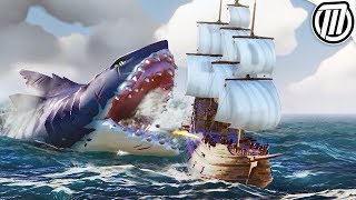 Sea of Thieves MEGALODON FIGHT Gameplay Hungering Deep Boss  Reward [upl. by Nywg]