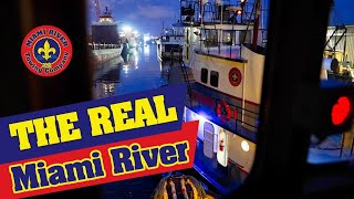 Tug Boat Working the Miami River at Night Lightning Storms [upl. by Nevaj464]