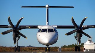 Widerøe Dash 8 Q400 Startup and landing at Stord Airport Oct 2020 [upl. by Nyrroc]