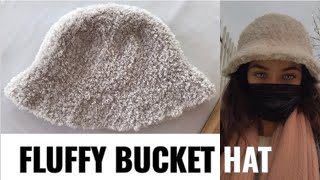 HOW TO CROCHET FLUFFY BUCKET HAT  DIY [upl. by Koss597]