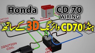 Honda CD70CRF50F Motorcycle Wiring Diagram Explained with 3D  होंडा CT70 वायरिंग मैप [upl. by Bathulda]