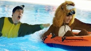 Phil the Lion vs Dan the Dinosaur  WATER RACE [upl. by Ahsenre]