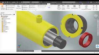 Cilindro hidráulico ensamble Inventor [upl. by Ikkiv]