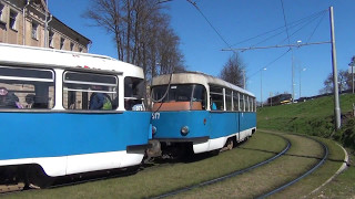 TATRA TRAMS IN DAUGAVPILS LATVIA MAY 2017  Трамваи в Даугавпилсе Май 2017 [upl. by Aileek]