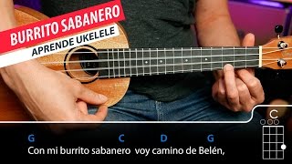 Cómo Tocar Ukelele Burrito Sabanero Villancico  Guitarraviva [upl. by Suzetta]