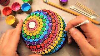 EASY Dot Art Mandala Rock Painting Using ONLY Qtip Toothpick Pencil Lip Balm tool  How To Lydia May [upl. by Stubstad]