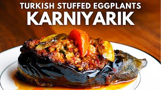 Turkish Stuffed Eggplants  How to make Karniyarik [upl. by Enelyk]