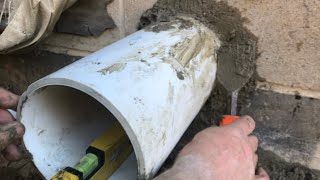 run “plastic pipe” through CONCRETE BLOCK foundation walls [upl. by Iznek]