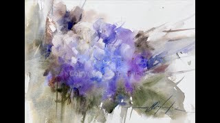 WatercolorAquarela  Demo HortensiaHydrangea [upl. by Jonina]