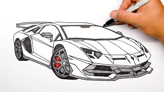 How to draw a car  Lamborghini Aventador SVJ  Step by step 1 [upl. by Virgy]